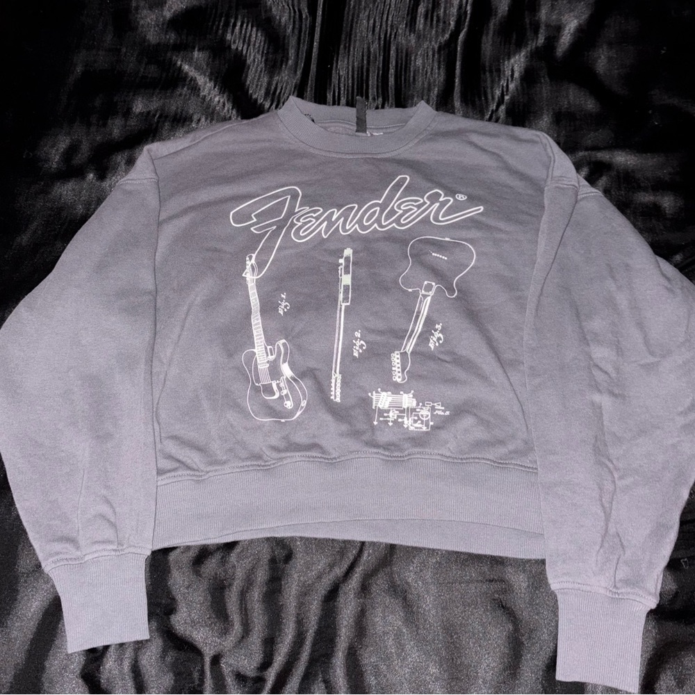 Fender Charcoal Sweatshirt with Guitar Design